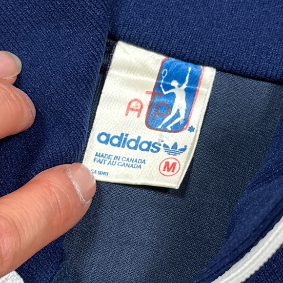 Vintage 80s Adidas ATP Made in Canada Velour Trefoil Track Jacket Mens Medium - Picture 8 of 11